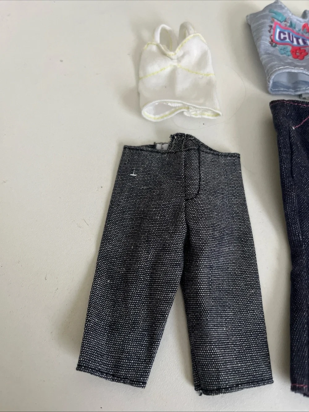 Barbie Accessories Lot Clothing Pants Capris Cargo Crop Top Fur Coat Purse 7 Pce